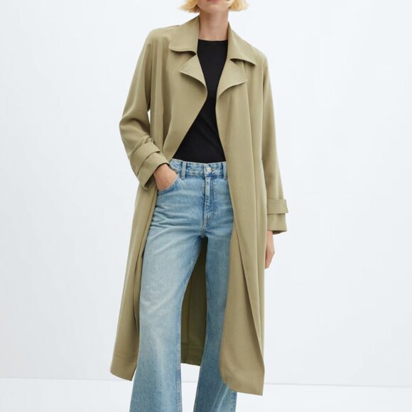 Mango Flowy Lapel Trench Coat - Picture 1 of 10